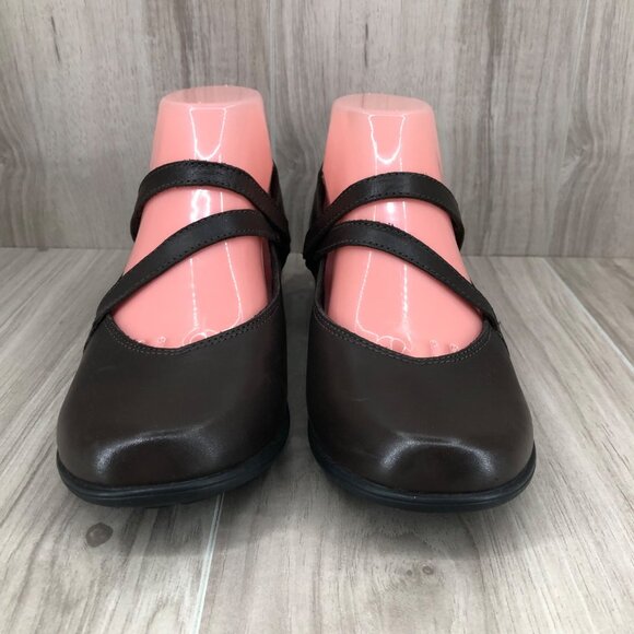Aravon Mary Jane Shoes Womens 7.5 Abbey Z Strap Brown Leather Hook and Loop - Picture 5 of 11